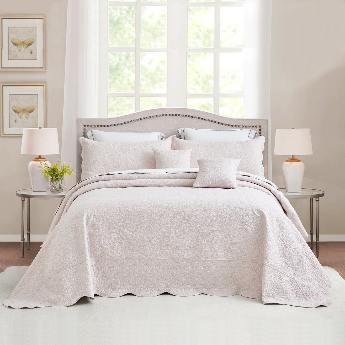 Blythease Oversized Bedspread Coverlet Set, Geometric Ultrasonic Quilted Bedding Cover
