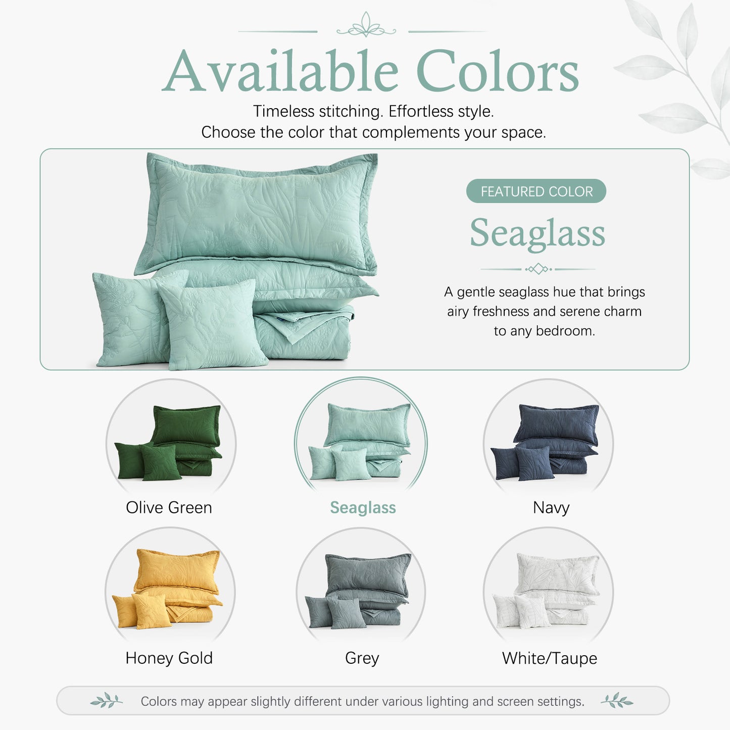 HZ & HY Botanical Oversized Bedspread Coverlet Set, Lightweight Bedding Cover