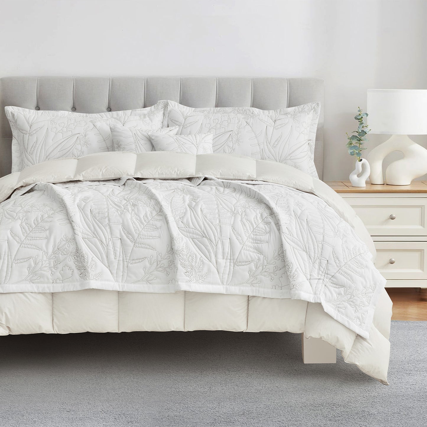 HZ & HY Botanical Oversized Bedspread Coverlet Set, Lightweight Bedding Cover