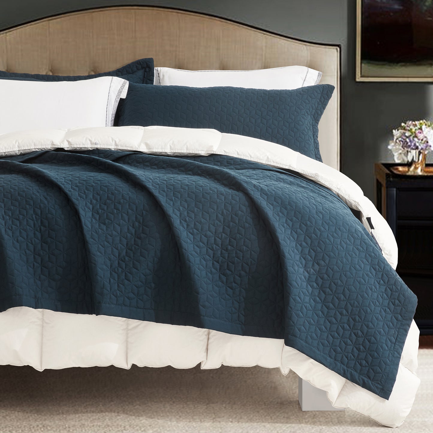 Blythease Oversized Bedspread Coverlet Set, Modern Geometric Stitched Bedding Cover