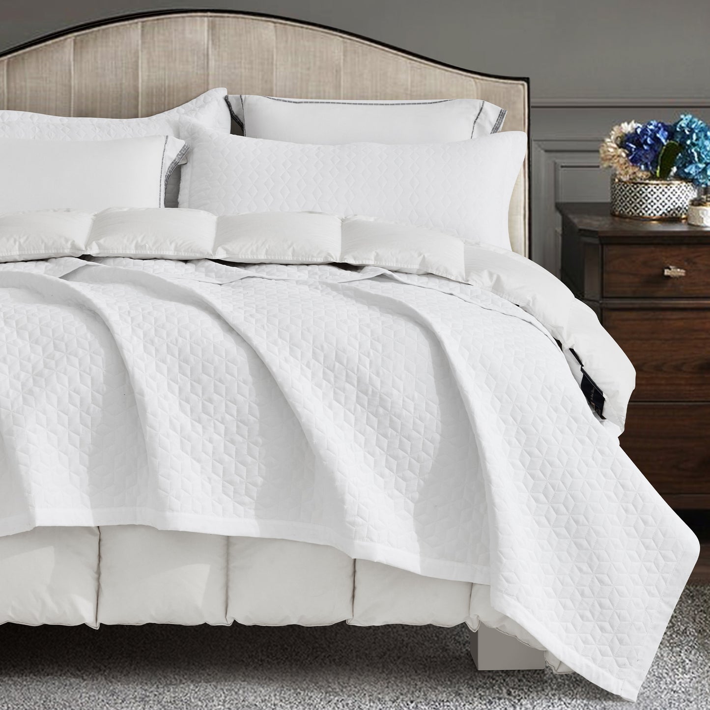 Blythease Oversized Bedspread Coverlet Set, Modern Geometric Stitched Bedding Cover