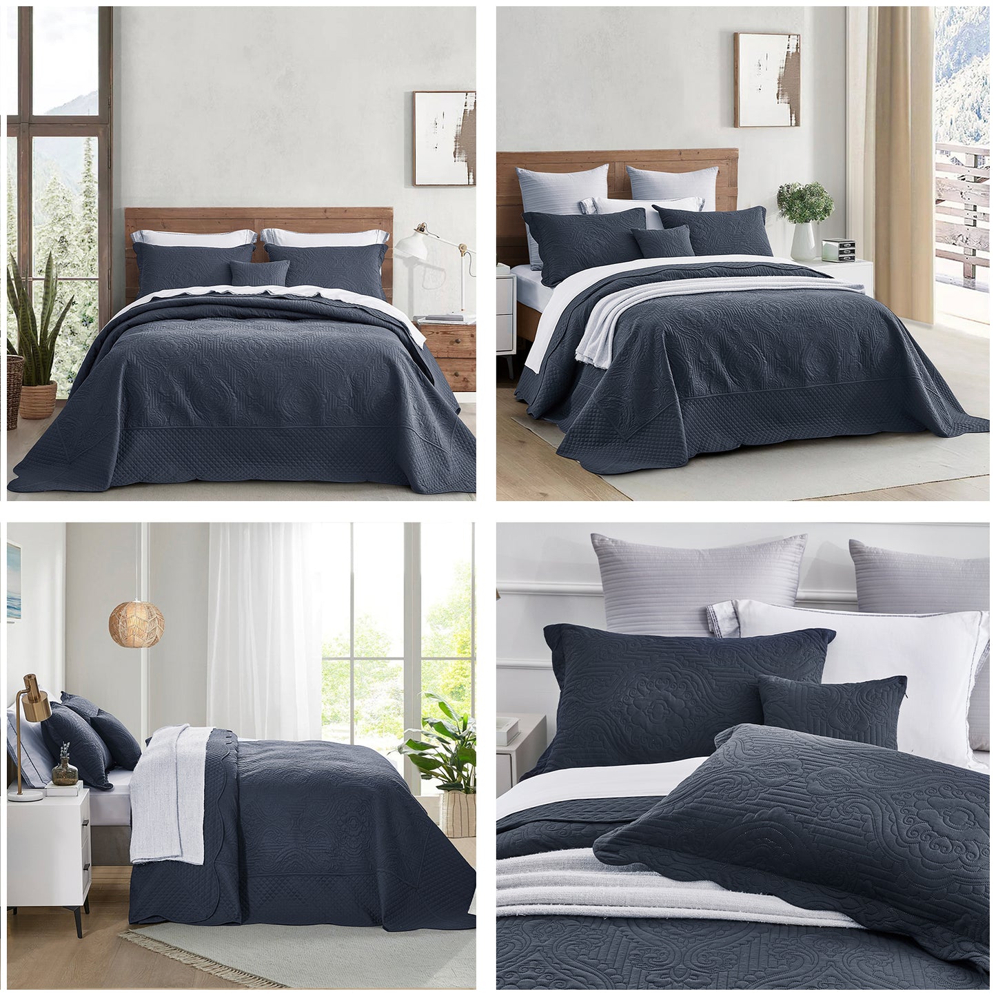 HZ & HY Ultrasonic Oversized Bedspread Coverlet Set, Lightweight Quilted Bedding Cover