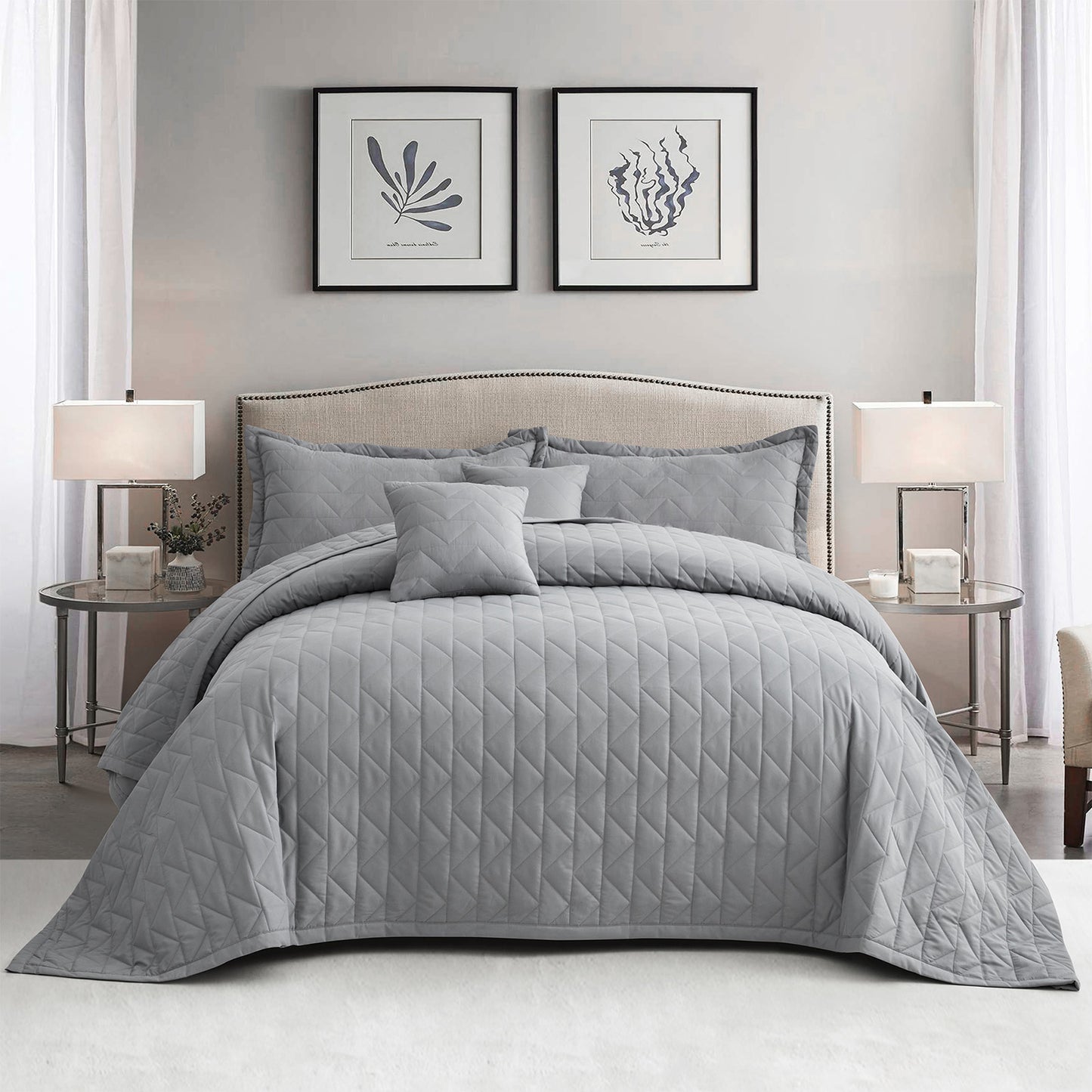 Blythease Oversized Bedspread Coverlet Set, Clean Diamond Quilted Bedding Cover