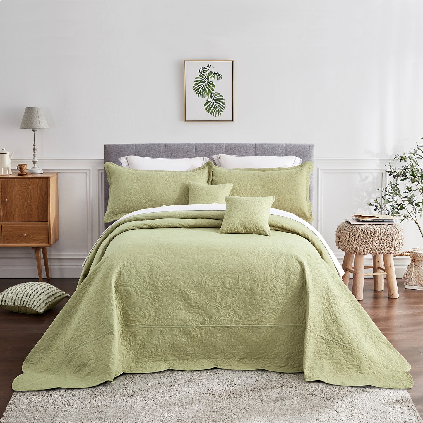 Blythease Oversized Bedspread Coverlet Set, Geometric Ultrasonic Quilted Bedding Cover