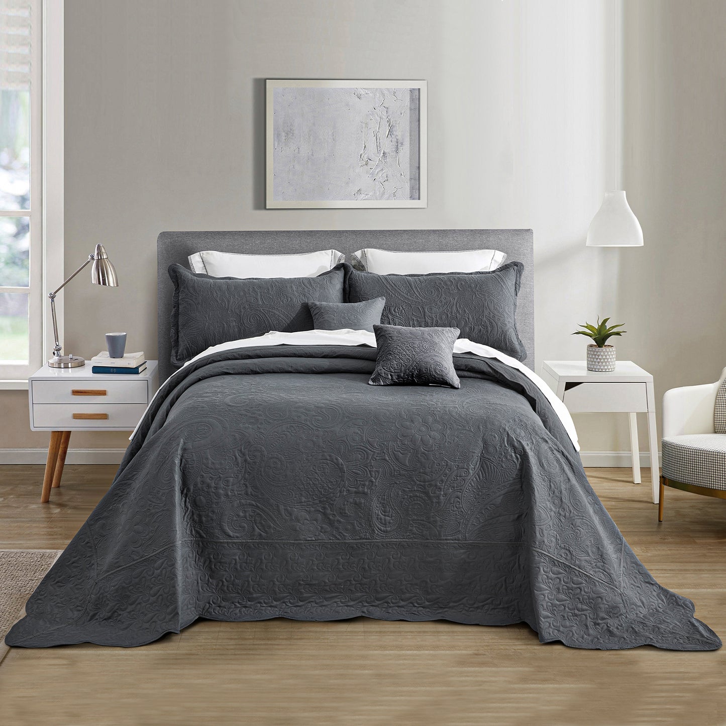 Blythease Oversized Bedspread Coverlet Set, Geometric Ultrasonic Quilted Bedding Cover
