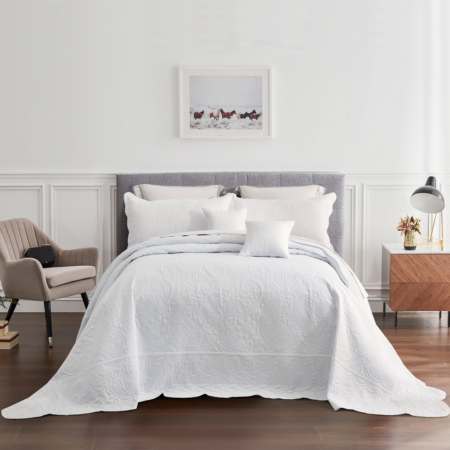 Blythease Oversized Bedspread Coverlet Set, Geometric Ultrasonic Quilted Bedding Cover