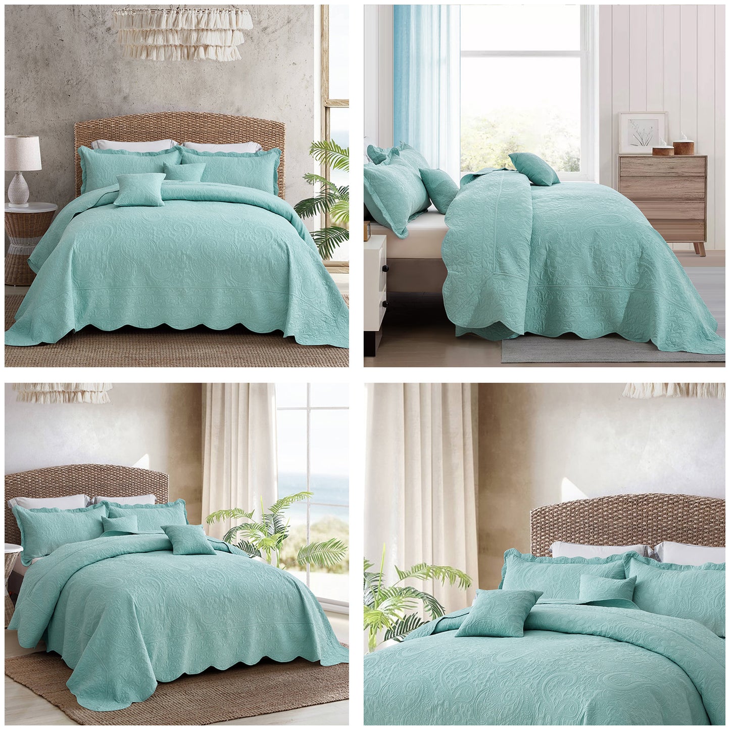 Blythease Oversized Bedspread Coverlet Set, Geometric Ultrasonic Quilted Bedding Cover