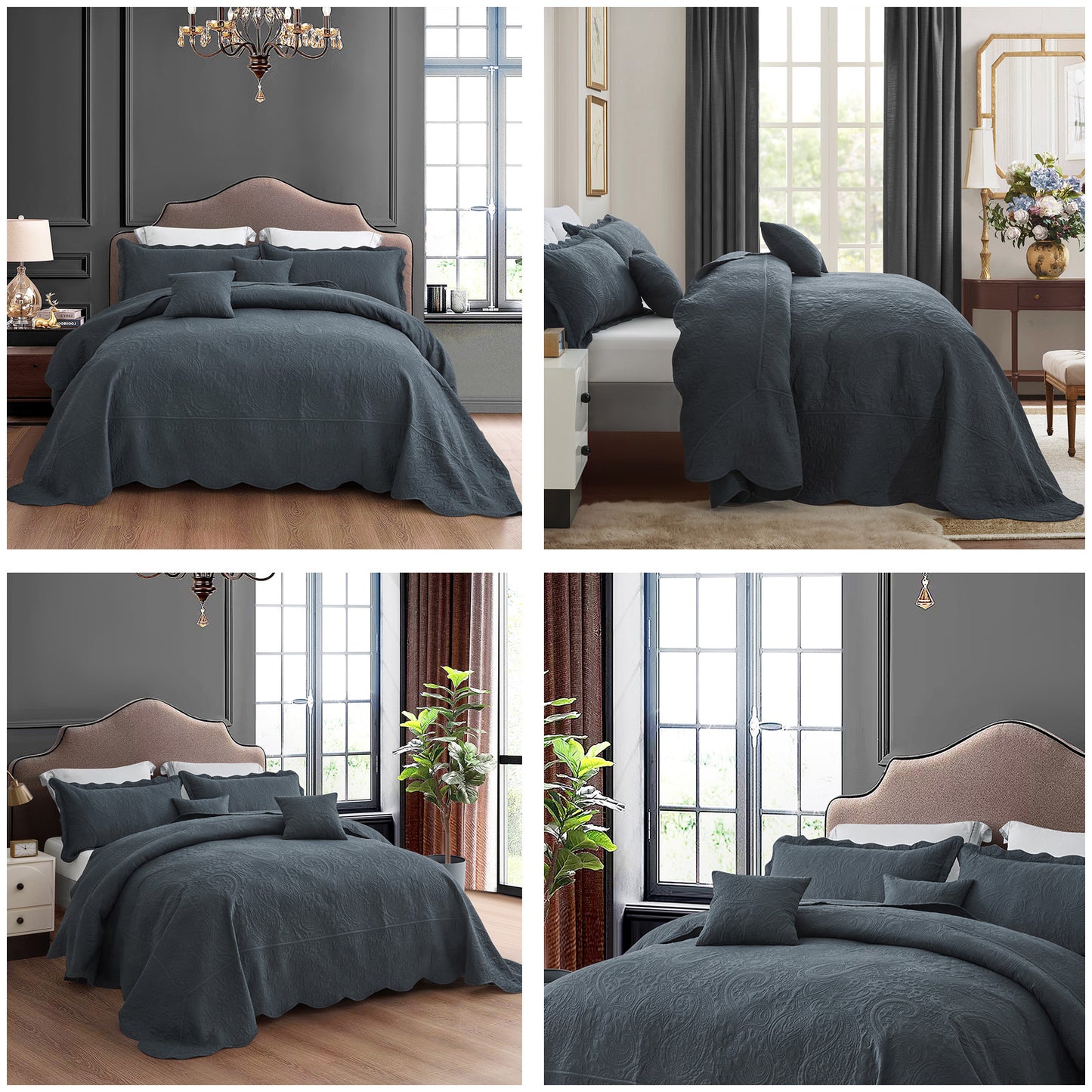 Blythease Oversized Bedspread Coverlet Set, Geometric Ultrasonic Quilted Bedding Cover
