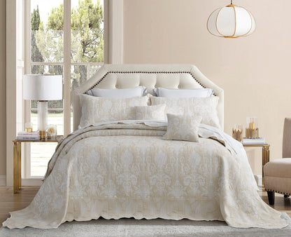 Blythease Jacquard Oversized Bedspread Set, Classic Damask Bedding Cover
