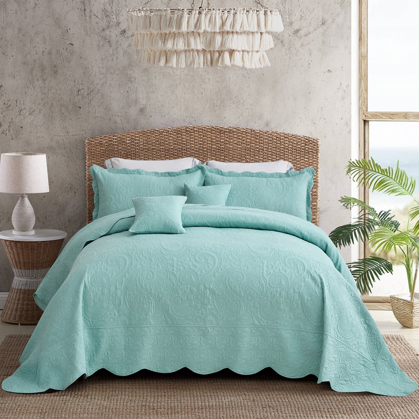 Blythease Oversized Bedspread Coverlet Set, Geometric Ultrasonic Quilted Bedding Cover