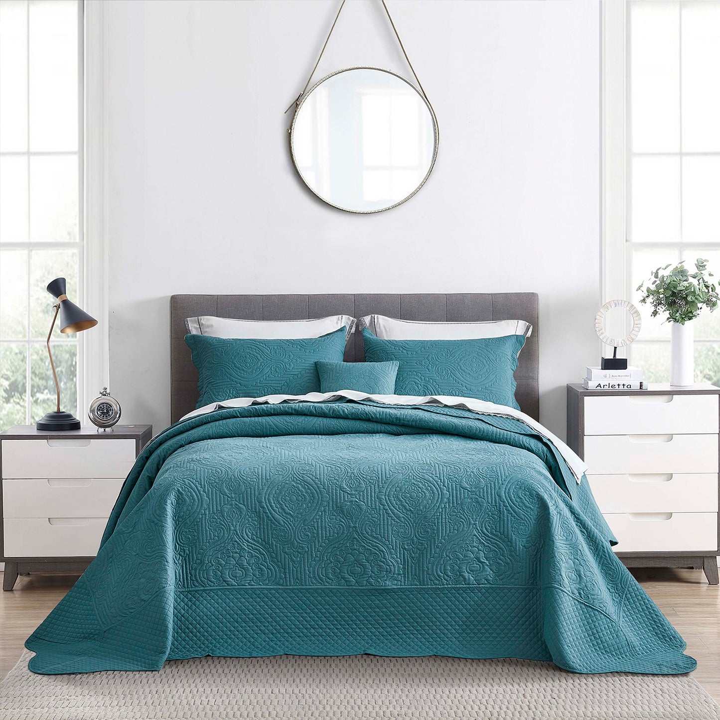 HZ & HY Ultrasonic Oversized Bedspread Coverlet Set, Lightweight Quilted Bedding Cover