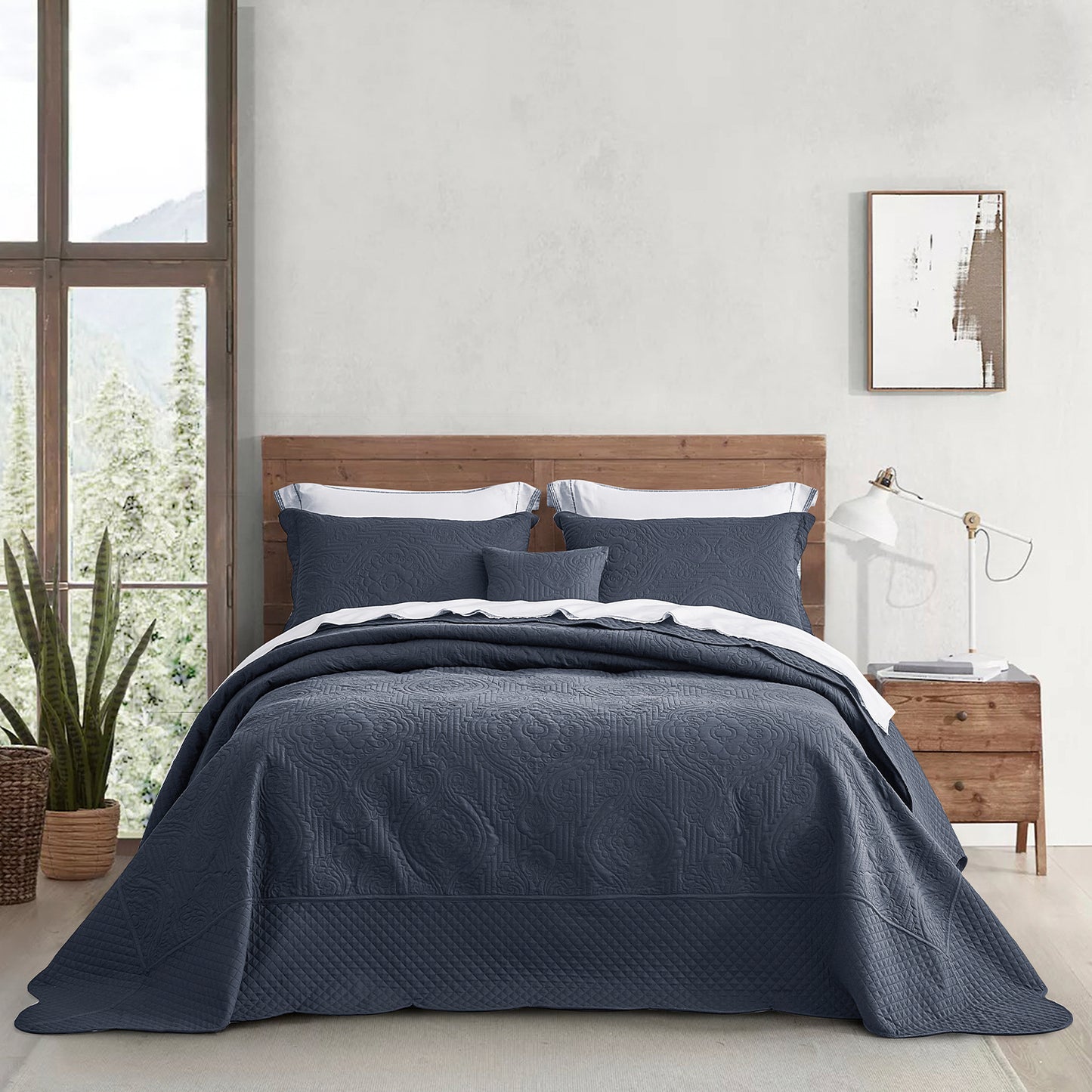 HZ & HY Ultrasonic Oversized Bedspread Coverlet Set, Lightweight Quilted Bedding Cover