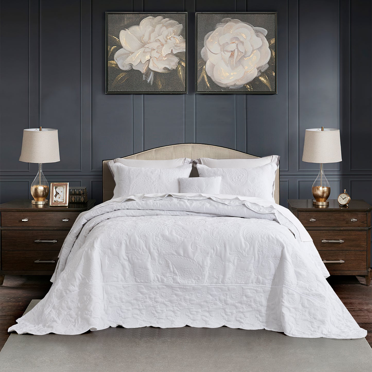HZ & HY Stitched Paisley Oversized Bedspread Coverlet Set, Lightweight Reversible Bedding Cover