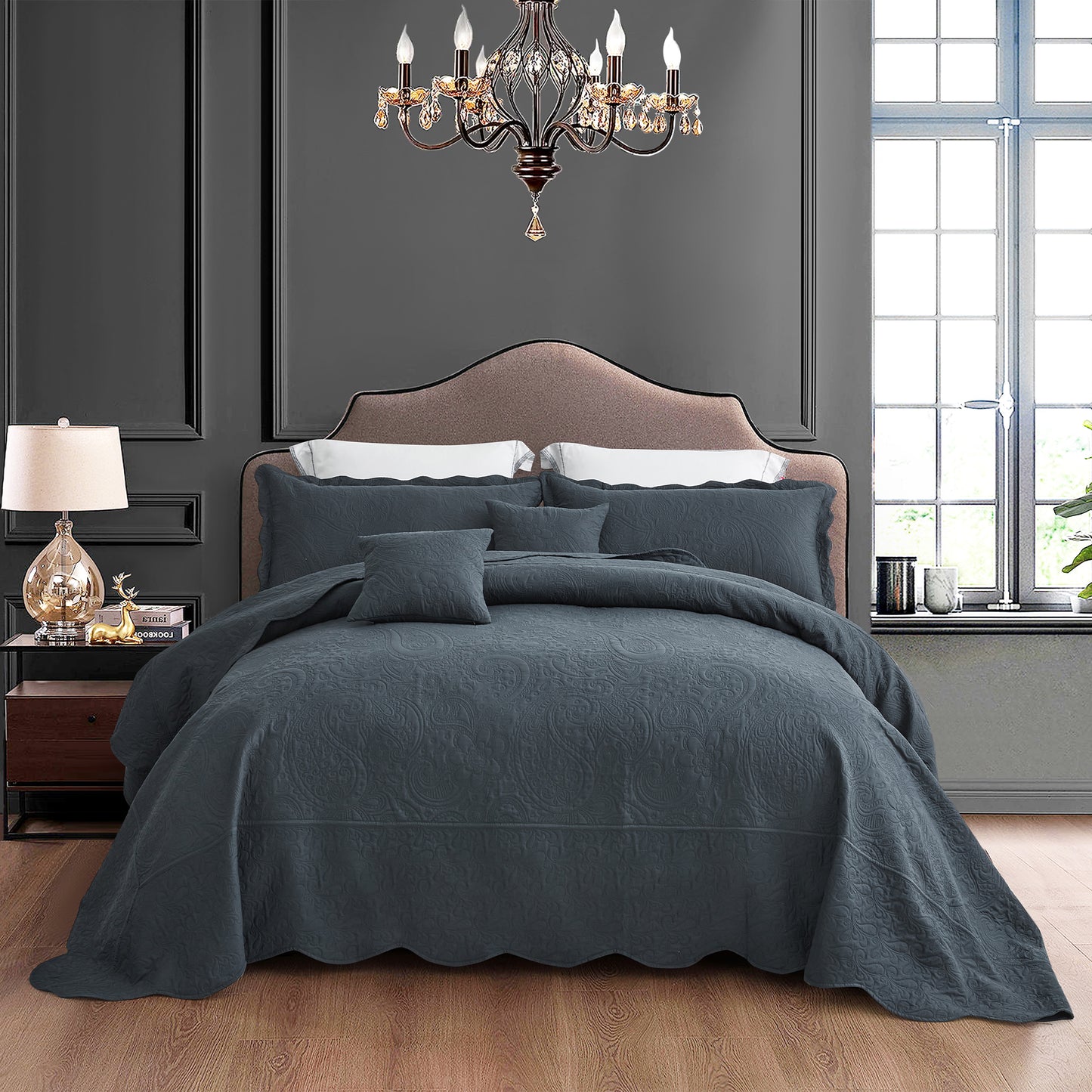 Blythease Oversized Bedspread Coverlet Set, Geometric Ultrasonic Quilted Bedding Cover