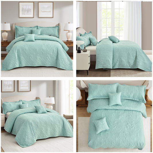 HZ & HY Botanical Oversized Bedspread Coverlet Set, Lightweight Bedding Cover
