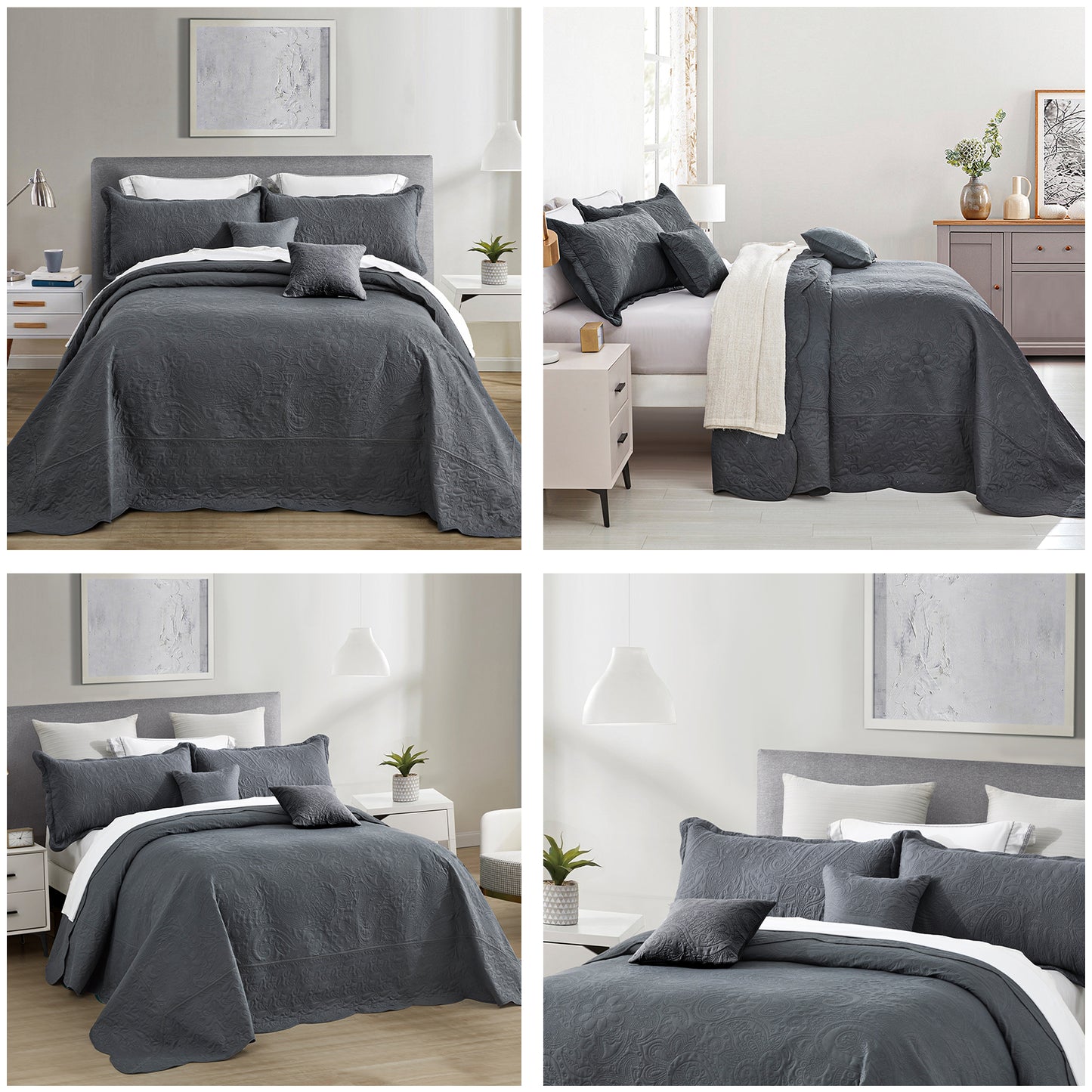Blythease Oversized Bedspread Coverlet Set, Geometric Ultrasonic Quilted Bedding Cover