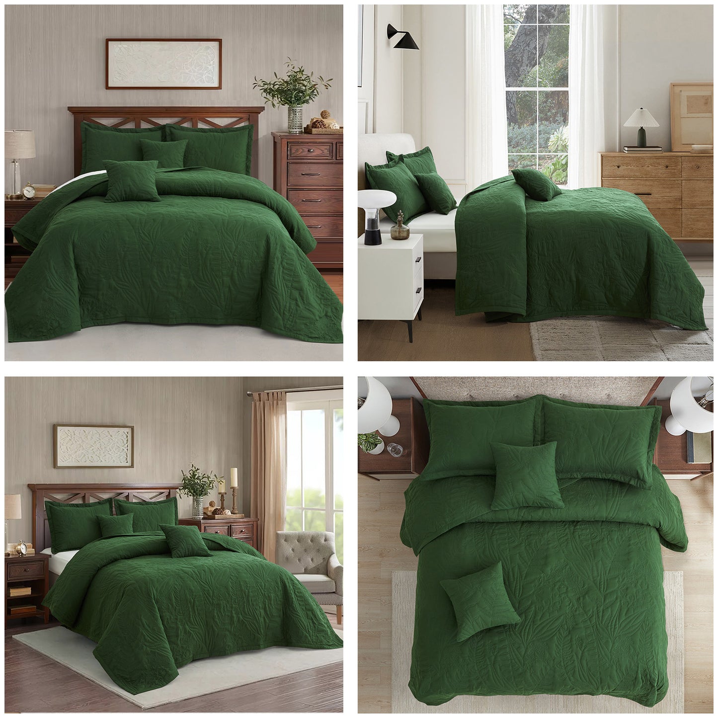 HZ & HY Botanical Oversized Bedspread Coverlet Set, Lightweight Bedding Cover
