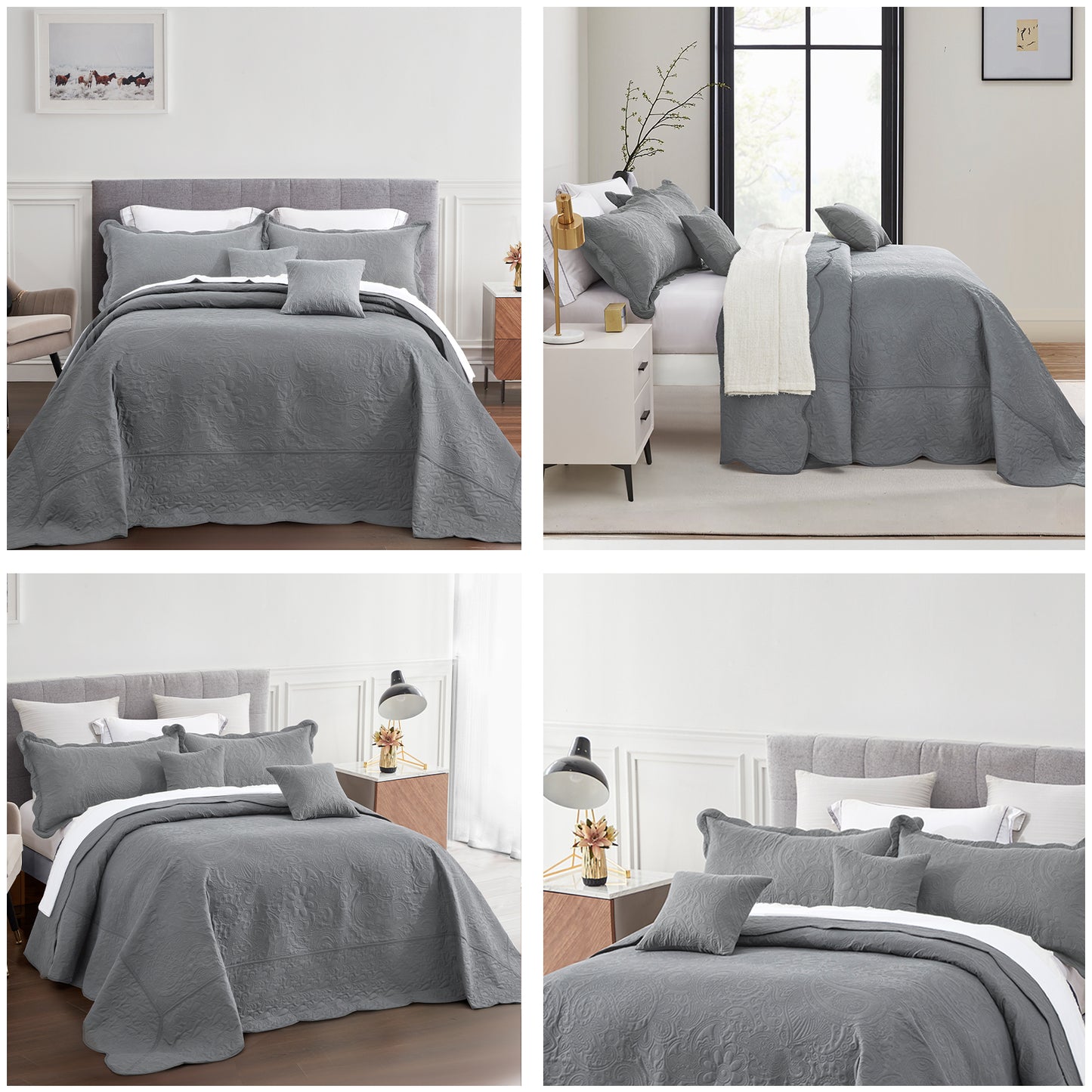 Blythease Oversized Bedspread Coverlet Set, Geometric Ultrasonic Quilted Bedding Cover