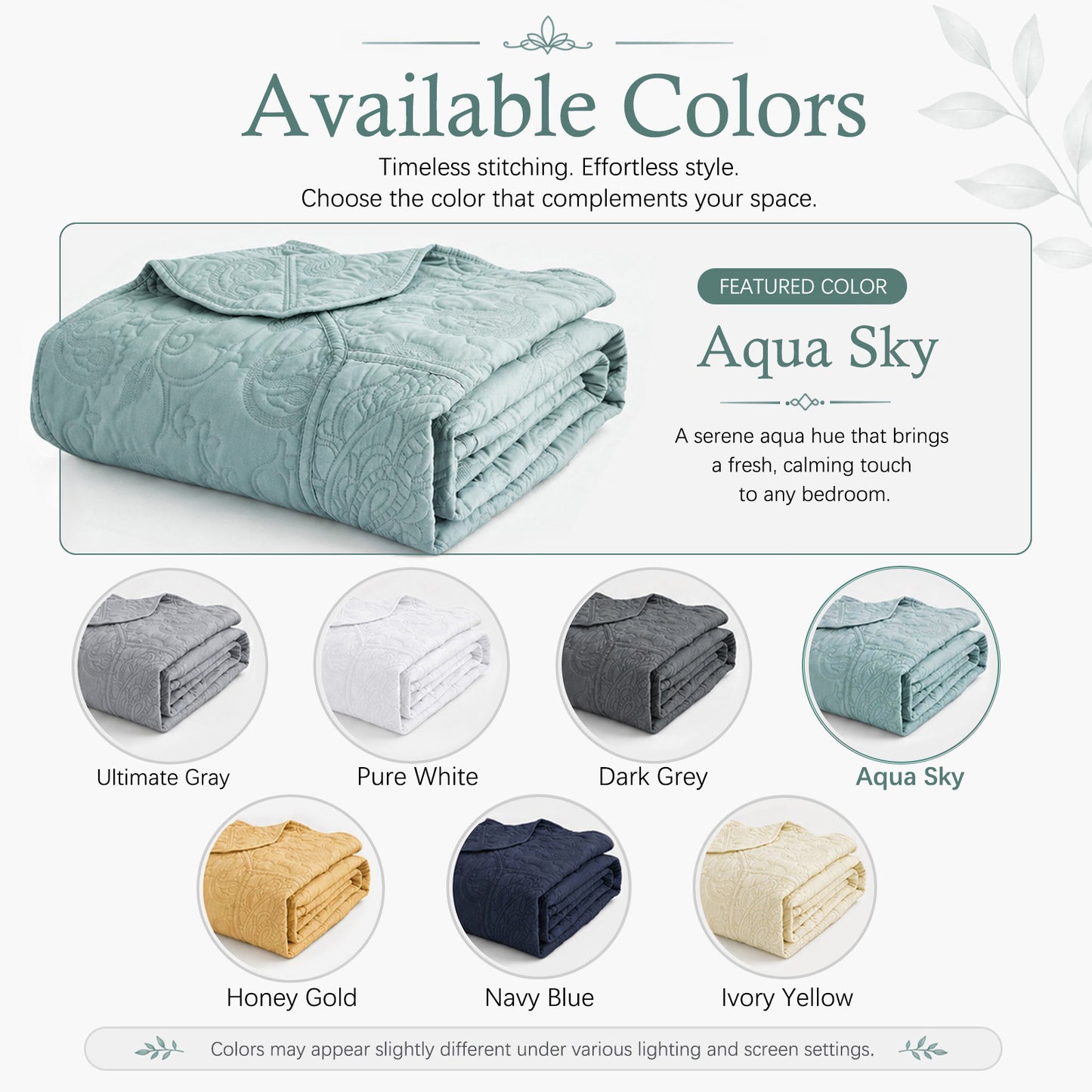 HZ & HY Stitched Paisley Oversized Bedspread Coverlet Set, Lightweight Reversible Bedding Cover