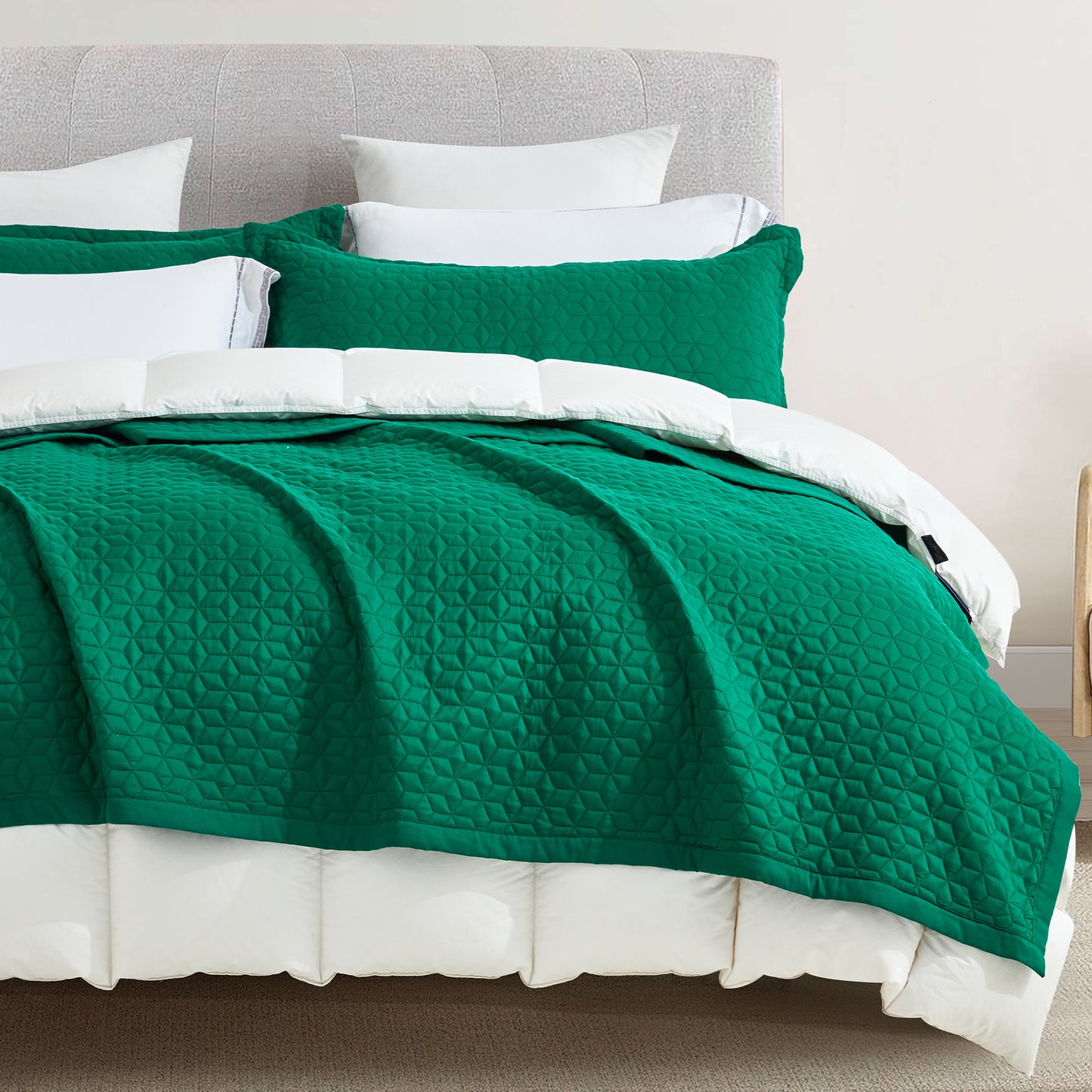 Blythease Oversized Bedspread Coverlet Set, Modern Geometric Stitched Bedding Cover