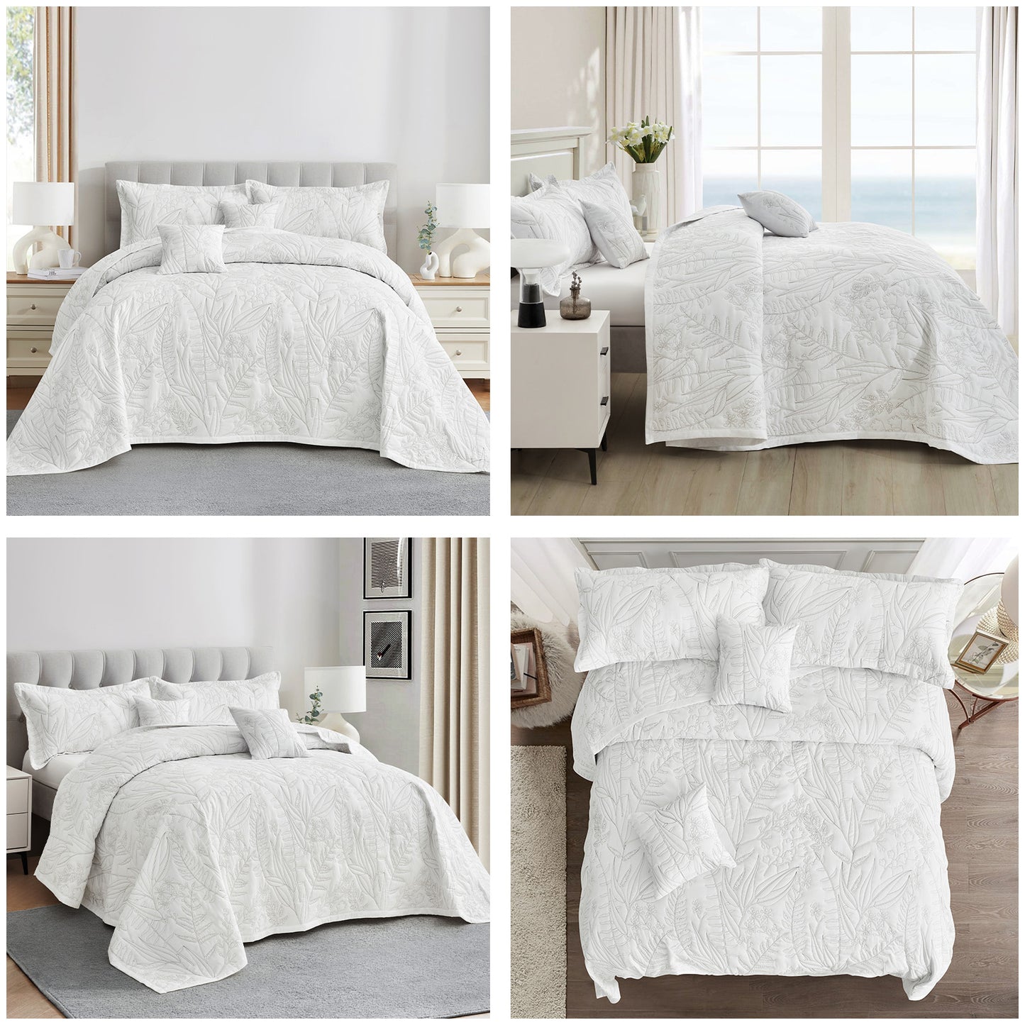 HZ & HY Botanical Oversized Bedspread Coverlet Set, Lightweight Bedding Cover