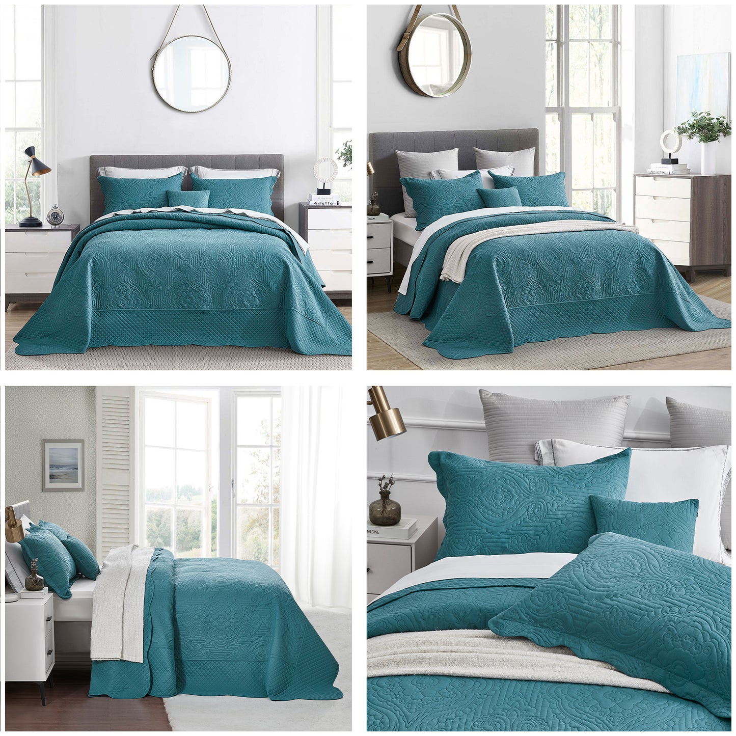 HZ & HY Ultrasonic Oversized Bedspread Coverlet Set, Lightweight Quilted Bedding Cover