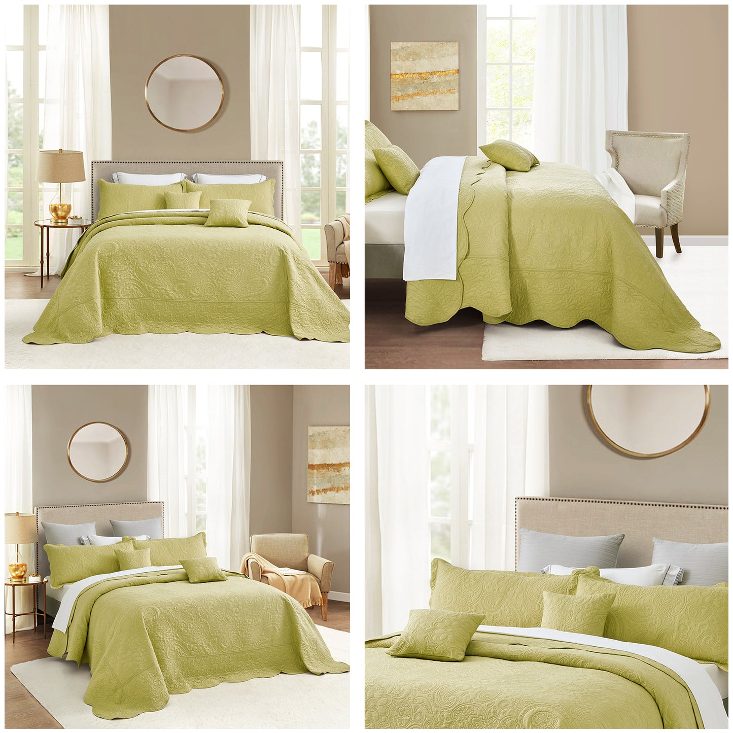 Blythease Oversized Bedspread Coverlet Set, Geometric Ultrasonic Quilted Bedding Cover