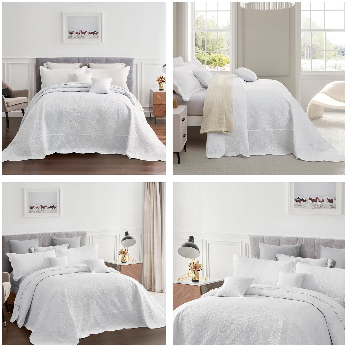 Blythease Oversized Bedspread Coverlet Set, Geometric Ultrasonic Quilted Bedding Cover