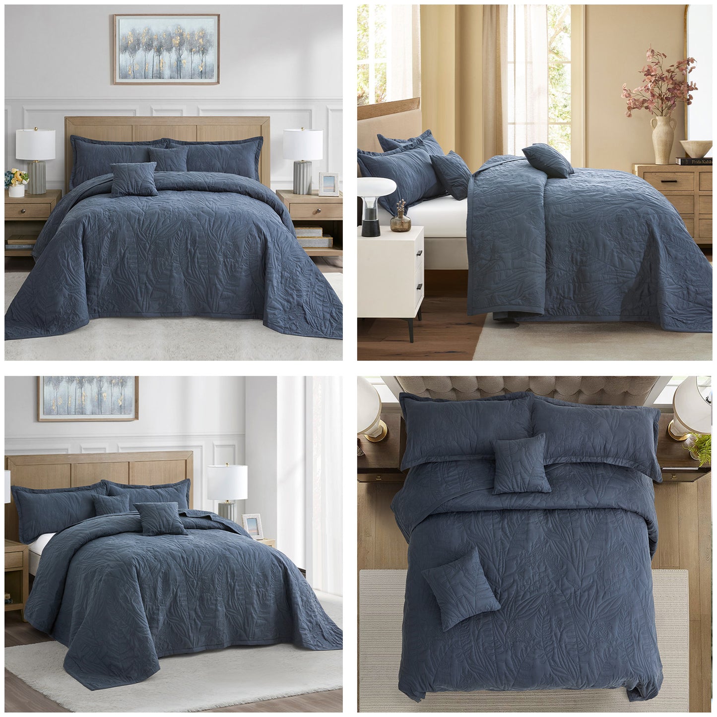 HZ & HY Botanical Oversized Bedspread Coverlet Set, Lightweight Bedding Cover