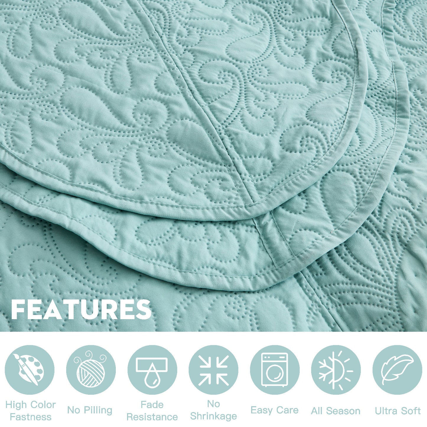 Blythease Oversized Bedspread Coverlet Set, Geometric Ultrasonic Quilted Bedding Cover