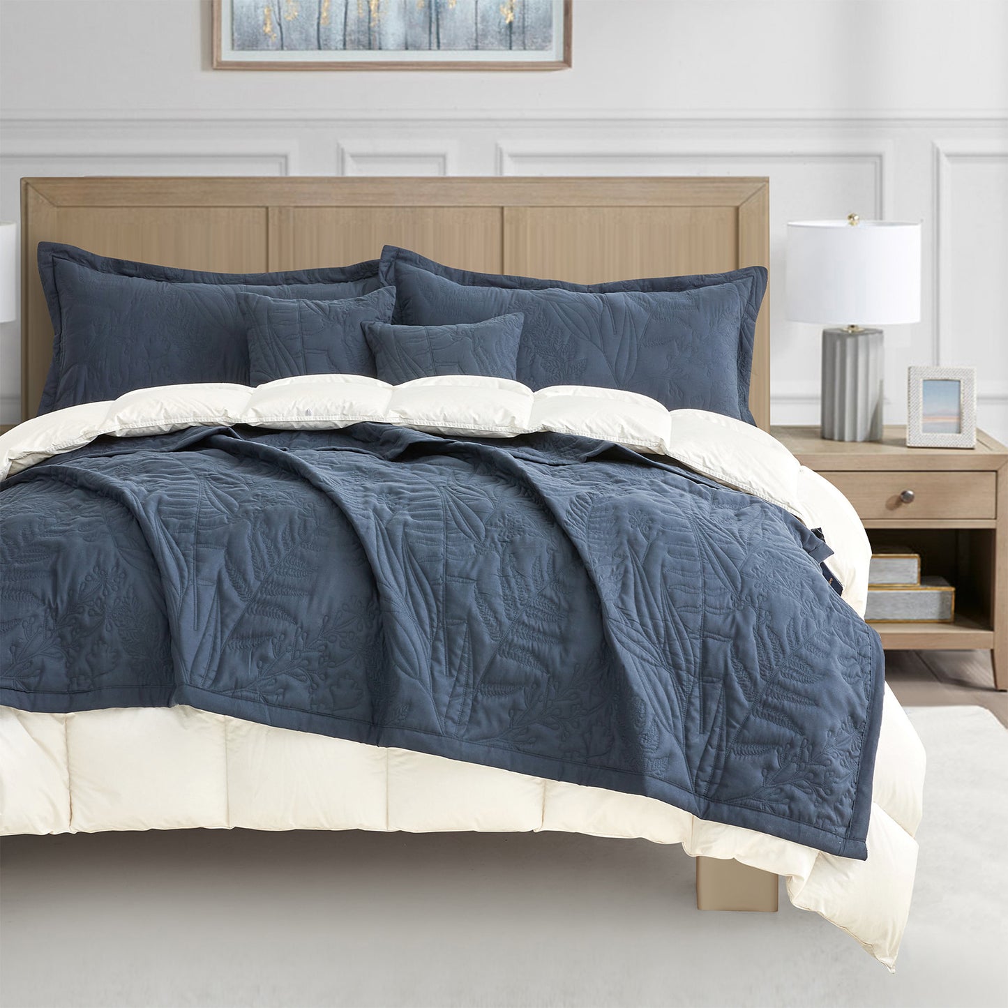 HZ & HY Botanical Oversized Bedspread Coverlet Set, Lightweight Bedding Cover