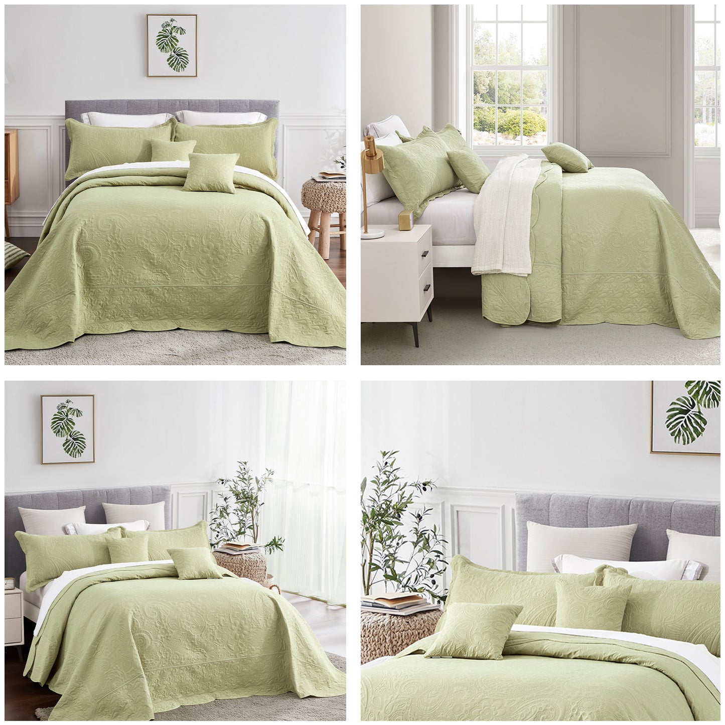 Blythease Oversized Bedspread Coverlet Set, Geometric Ultrasonic Quilted Bedding Cover