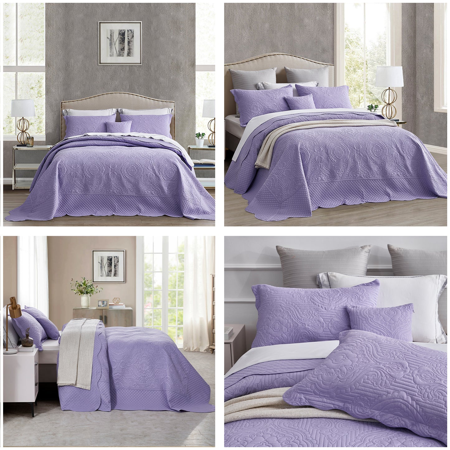 HZ & HY Ultrasonic Oversized Bedspread Coverlet Set, Lightweight Quilted Bedding Cover