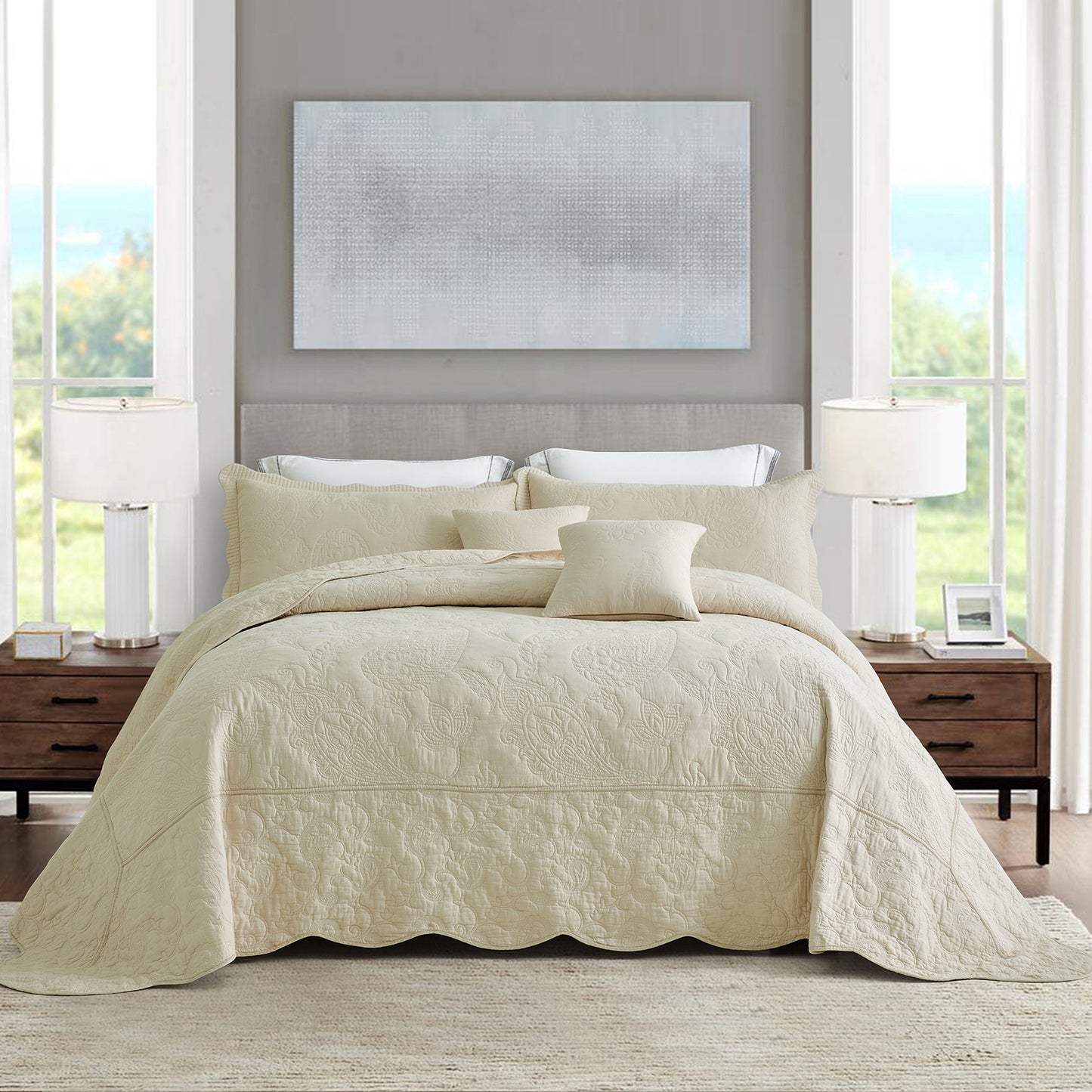 Blythease Oversized Cotton Bedspread Coverlet Set, Soft Lightweight Bedding Cover