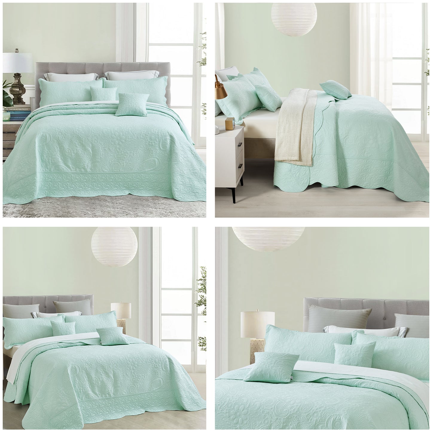 Blythease Oversized Bedspread Coverlet Set, Geometric Ultrasonic Quilted Bedding Cover