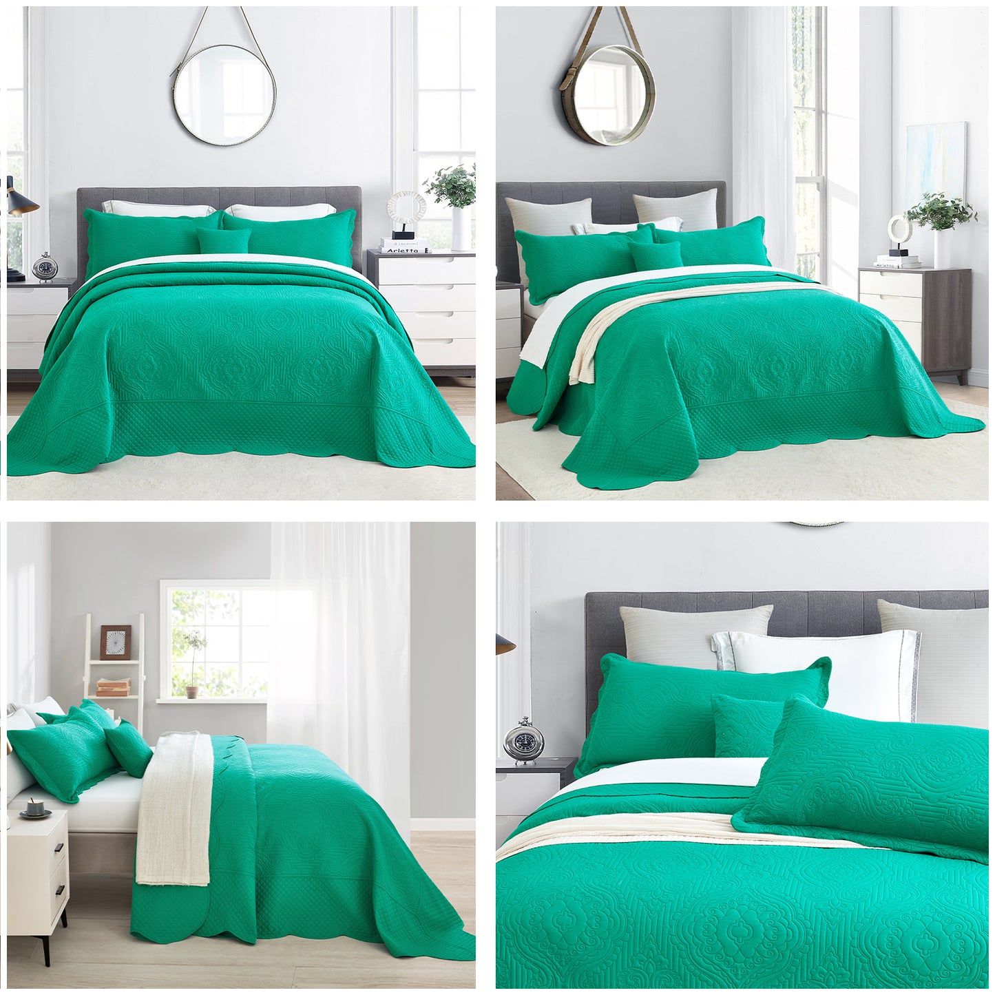 HZ & HY Ultrasonic Oversized Bedspread Coverlet Set, Lightweight Quilted Bedding Cover