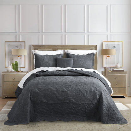 HZ & HY Stitched Paisley Oversized Bedspread Coverlet Set, Lightweight Reversible Bedding Cover