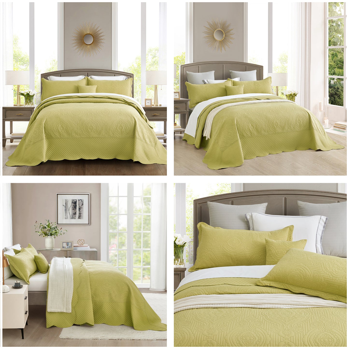 HZ & HY Ultrasonic Oversized Bedspread Coverlet Set, Lightweight Quilted Bedding Cover